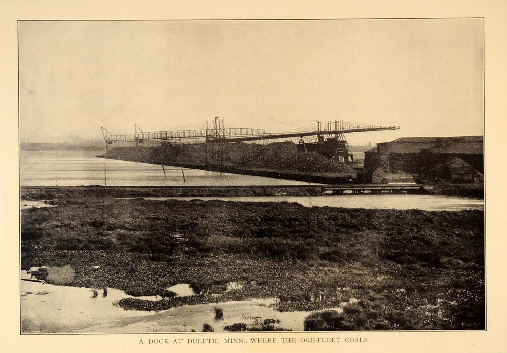 1909 Print Ore Dock Duluth Minnesota Lake Superior - ORIGINAL HISTORIC OLD9