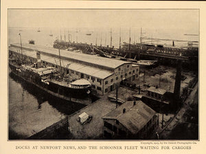1909 Print Docks Newport News Virginia C & O Pier Ship ORIGINAL HISTORIC OLD9