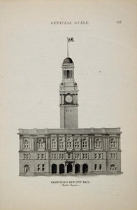 1897 Print City Hall Nashville Tennessee Clock Tower - ORIGINAL HISTORIC IMAGE