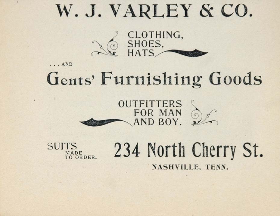 1897 ORIGINAL Ad W. J. Varley Men's Store Nashville - ORIGINAL ADVERTISING