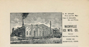 1897 ORIGINAL Ad Nashville Ice Factory Dugan Collins - ORIGINAL ADVERTISING - Period Paper
