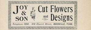 1897 ORIGINAL Ad Joy & Son Flower Floral Nashville TN - ORIGINAL ADVERTISING