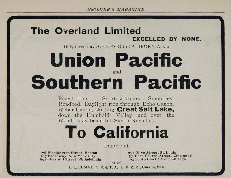 1903 Ad Union Southern Pacific Overland Limited Train - ORIGINAL ADVERTISING OLD