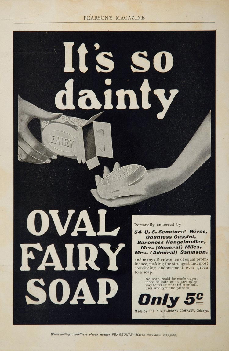 1901 Ad Oval Fairy Bath Soap N. K. Fairbank Company - ORIGINAL ADVERTISING OLD