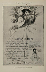 1908 Ad Little Fairy Girl Bath Soap Fairbank Winter - ORIGINAL ADVERTISING OLD