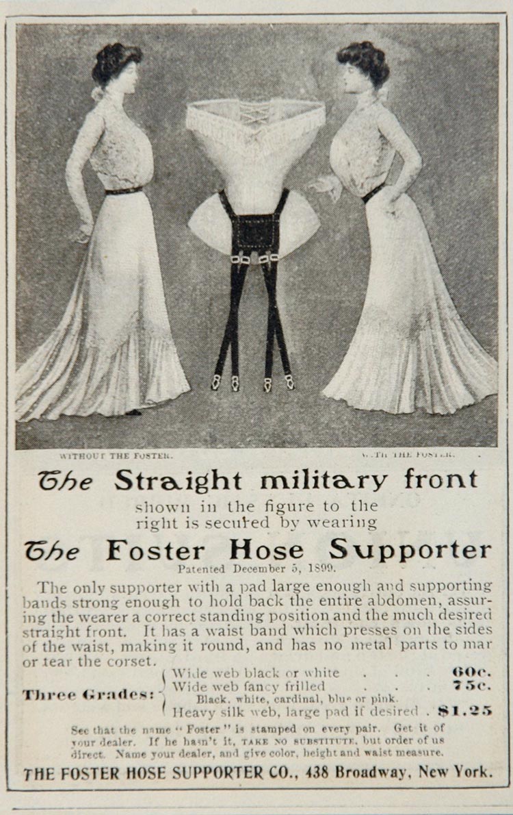 1901 Ad Foster Hose Supporter Women Garter Belt UNUSUAL - ORIGINAL OLD   Period Paper Historic Art LLC