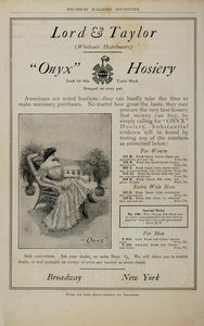 1908 Ad Lord & Taylor Onyx Hosiery Women Stockings - ORIGINAL ADVERTISING OLD