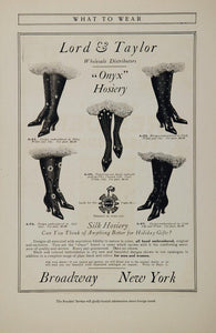 1908 Ad Lord & Taylor Onyx Silk Hosiery Women Stockings - ORIGINAL OLD