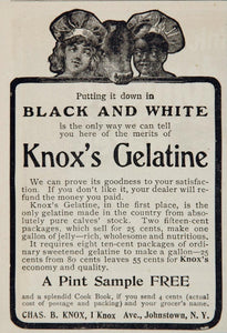1903 Ad Knox Gelatin Gelatine Black White Child Calf - ORIGINAL ADVERTISING OLD