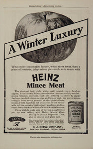 1907 Vintage Ad H. J. Heinz Mince Meat Canned Food Tin - ORIGINAL OLD