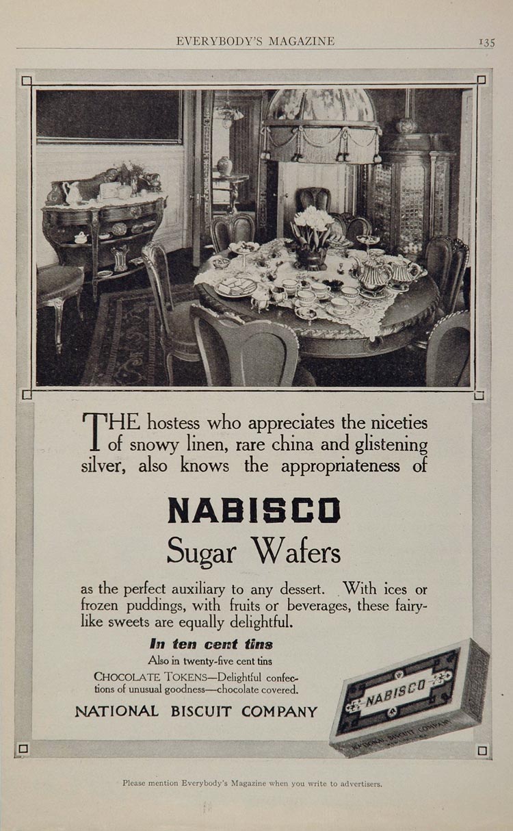 1911 Ad National Biscuit Nabisco Sugar Wafers Cookies - ORIGINAL ADVERTISING OLD