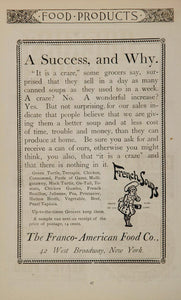 1891 Vintage Ad Franco American French Soup Canned RARE - ORIGINAL OLD
