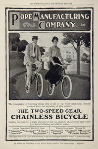 1904 Ad Vintage 2 Speed Chainless Bicycle Pope Mfg. Co. - ORIGINAL OLD