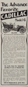 1907 Ad Vintage Cadillac Motor Car Model G Automobile Antique Detroit OLD