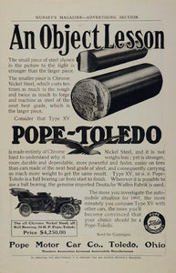 1907 Ad Vintage Pope Toledo Type XV Car Automobile - ORIGINAL ADVERTISING OLD