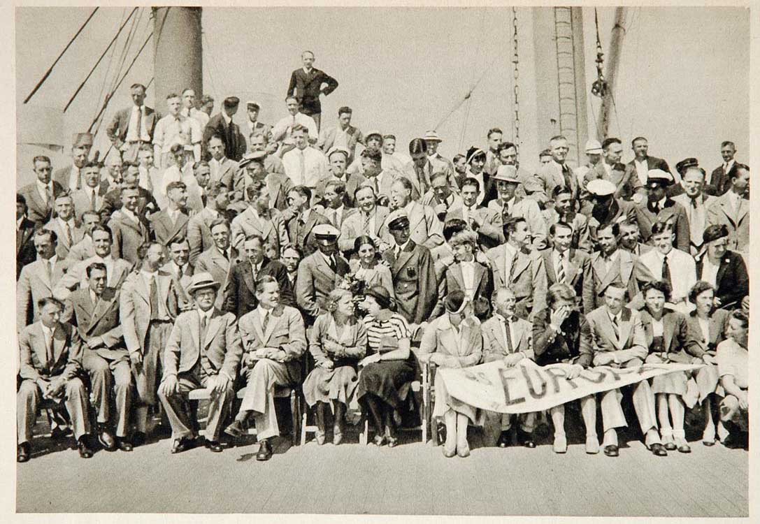 1932 Olympics German Athletes Deck Steamer Ship Europa ORIGINAL HISTORIC IMAGE