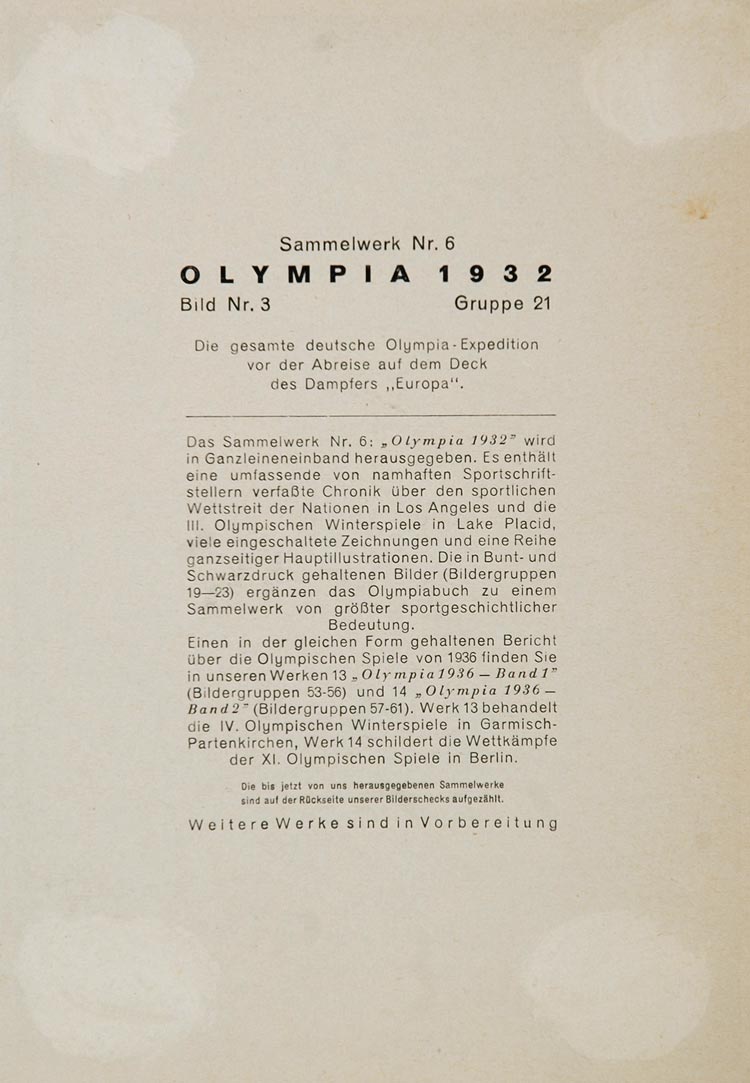 1932 Olympics German Athletes Deck Steamer Ship Europa ORIGINAL HISTORIC IMAGE