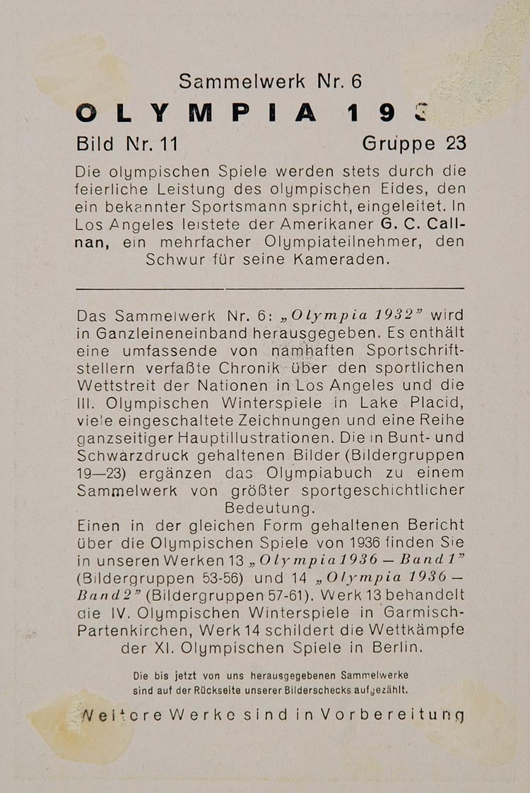 1932 Summer Olympics George Calnan Olympic Oath Print - ORIGINAL