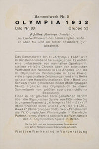 1932 Summer Olympics Finland Akilles Jarvinen Print - ORIGINAL