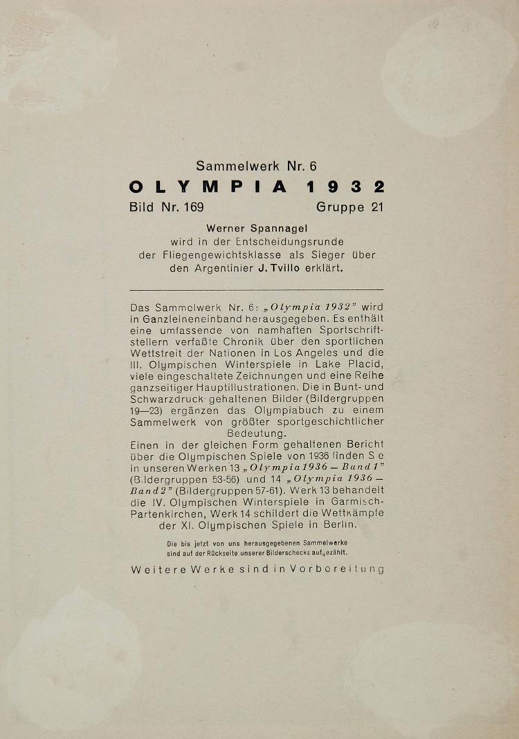 1932 Summer Olympics Werner Spannagel Boxing Ring Print ORIGINAL HISTORIC IMAGE