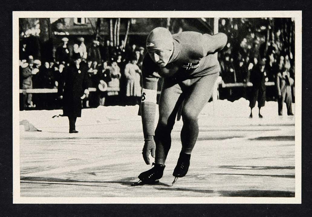 1936 Winter Olympics Ivar Ballangrud Speed Skater Print ORIGINAL HISTORIC IMAGE