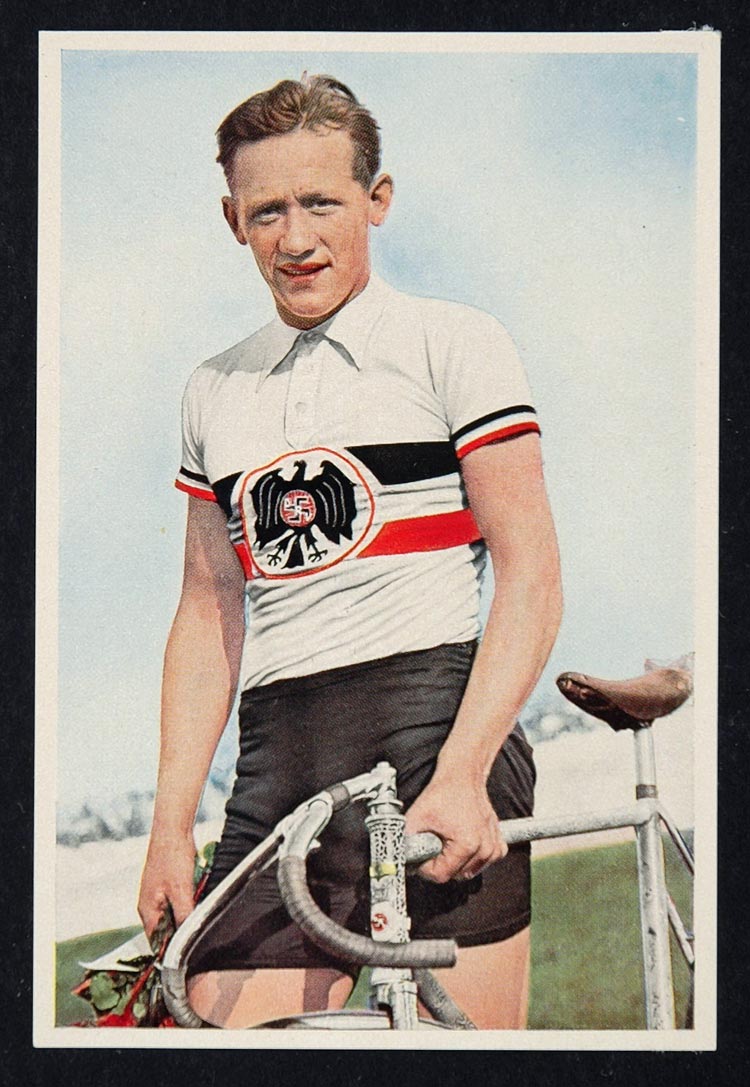 1936 Summer Olympics Toni Merkens Cyclist Bicycle Print - ORIGINAL
