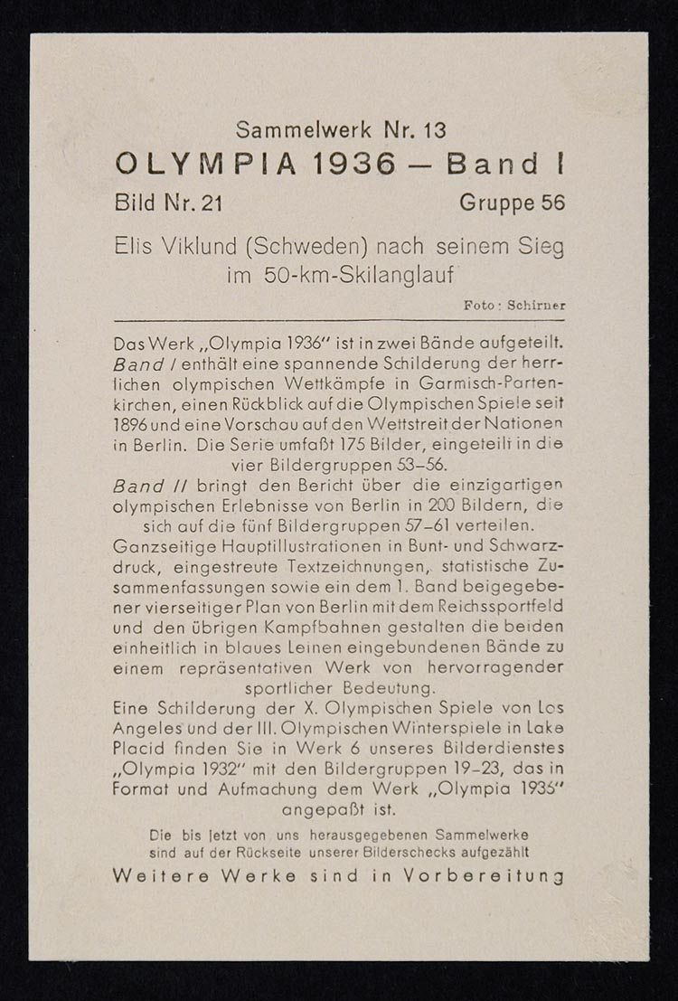 1936 Winter Olympics Elis Viklund Sweden Gold Print - ORIGINAL HISTORIC IMAGE