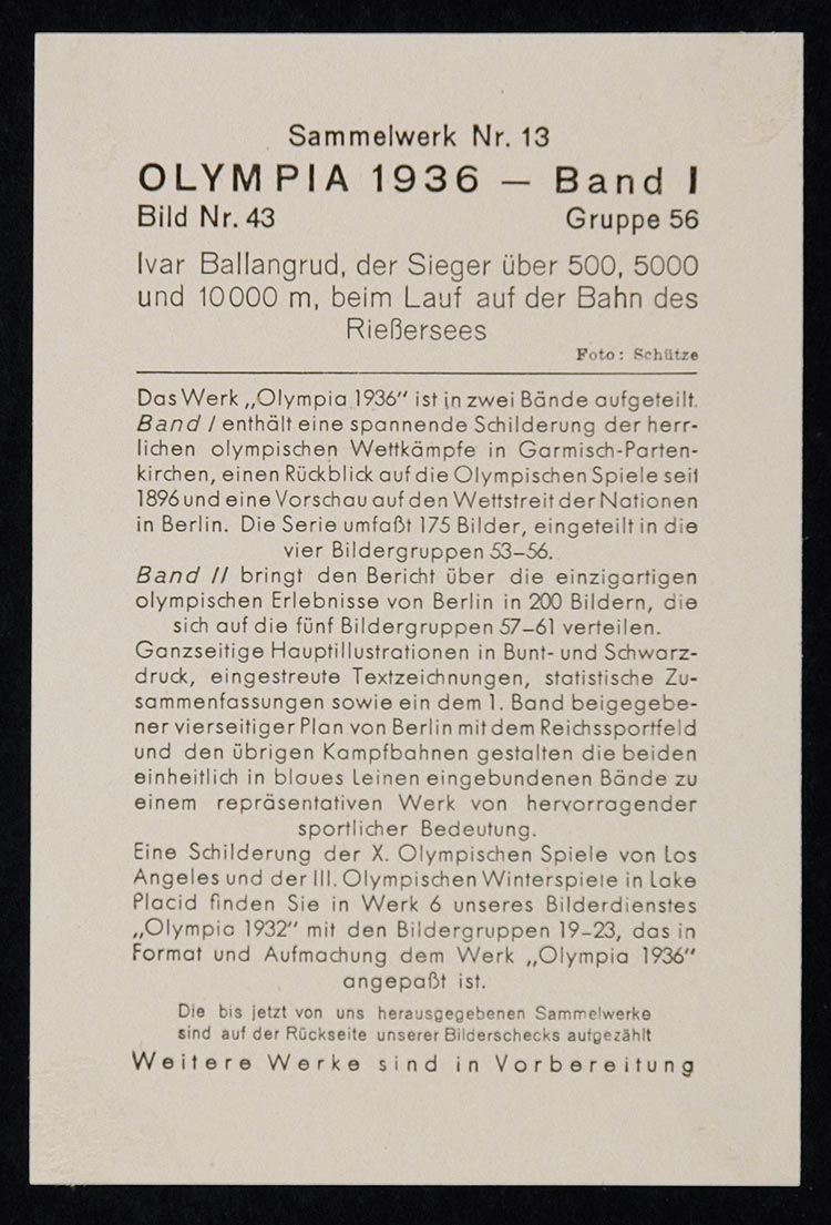 1936 Winter Olympics Ivar Ballangrud Speed Skater Print ORIGINAL HISTORIC IMAGE