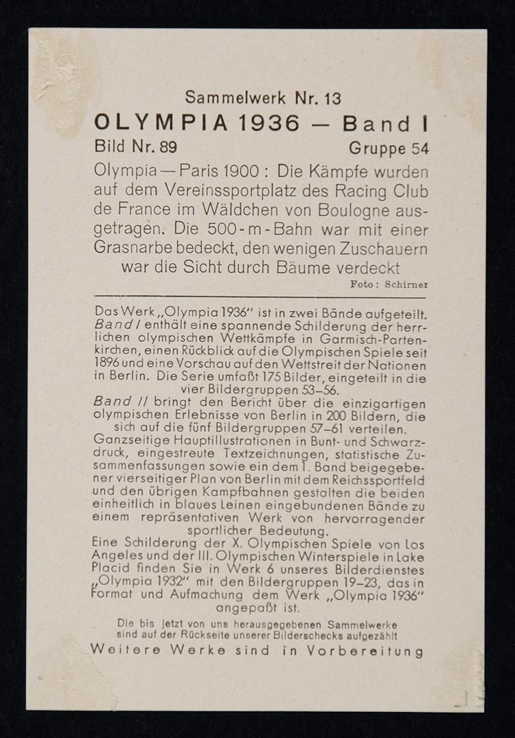 1936 Paris Olympics 1900 Summer 500 Meter Race Print - ORIGINAL