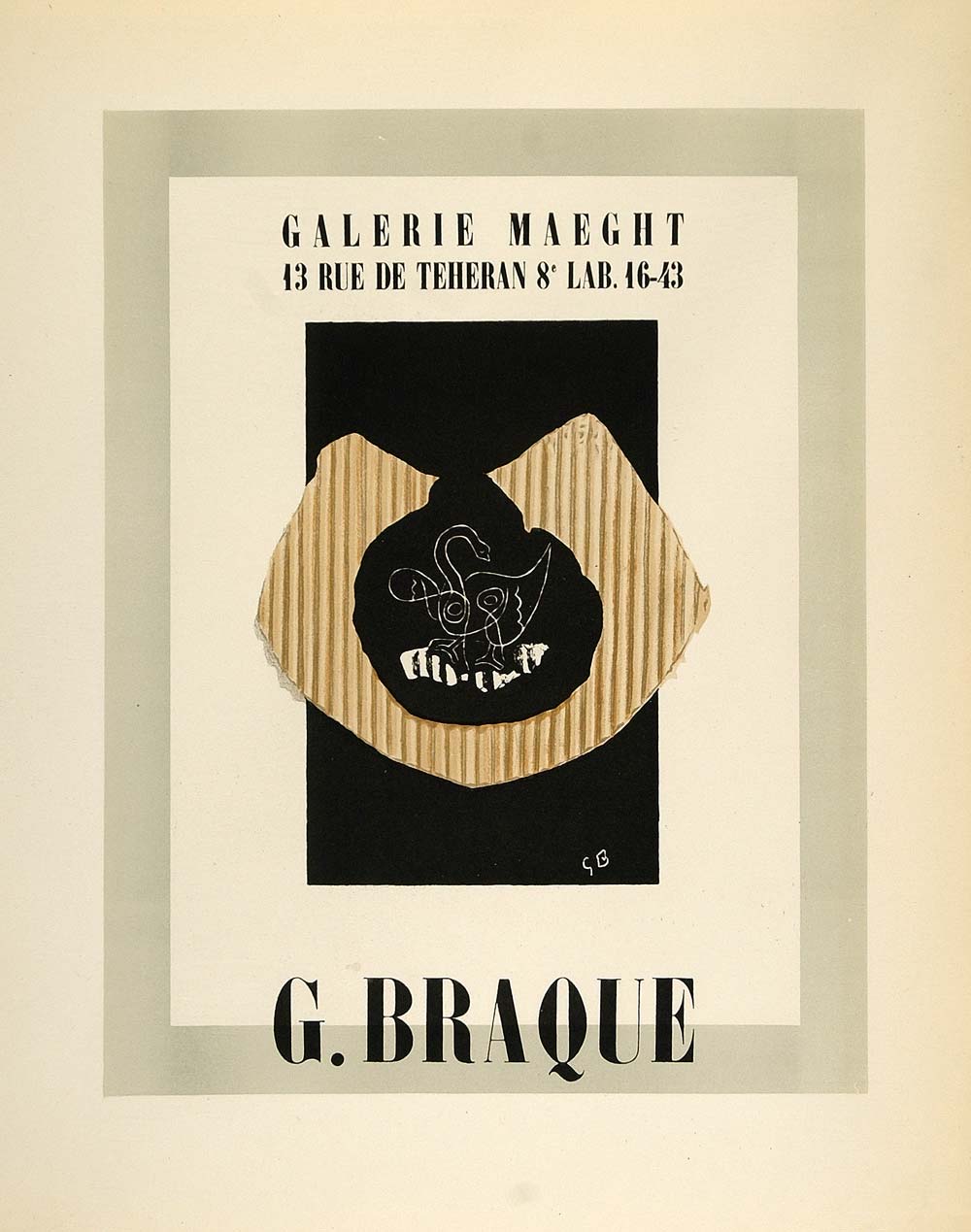 1959 Lithograph Georges Braque Poster Art Abstract Galerie Maeght Fernand Mourlot