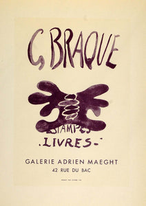 1959 Lithograph Georges Braque Poster Art Estampes Livres Fernand Mourlot Freres