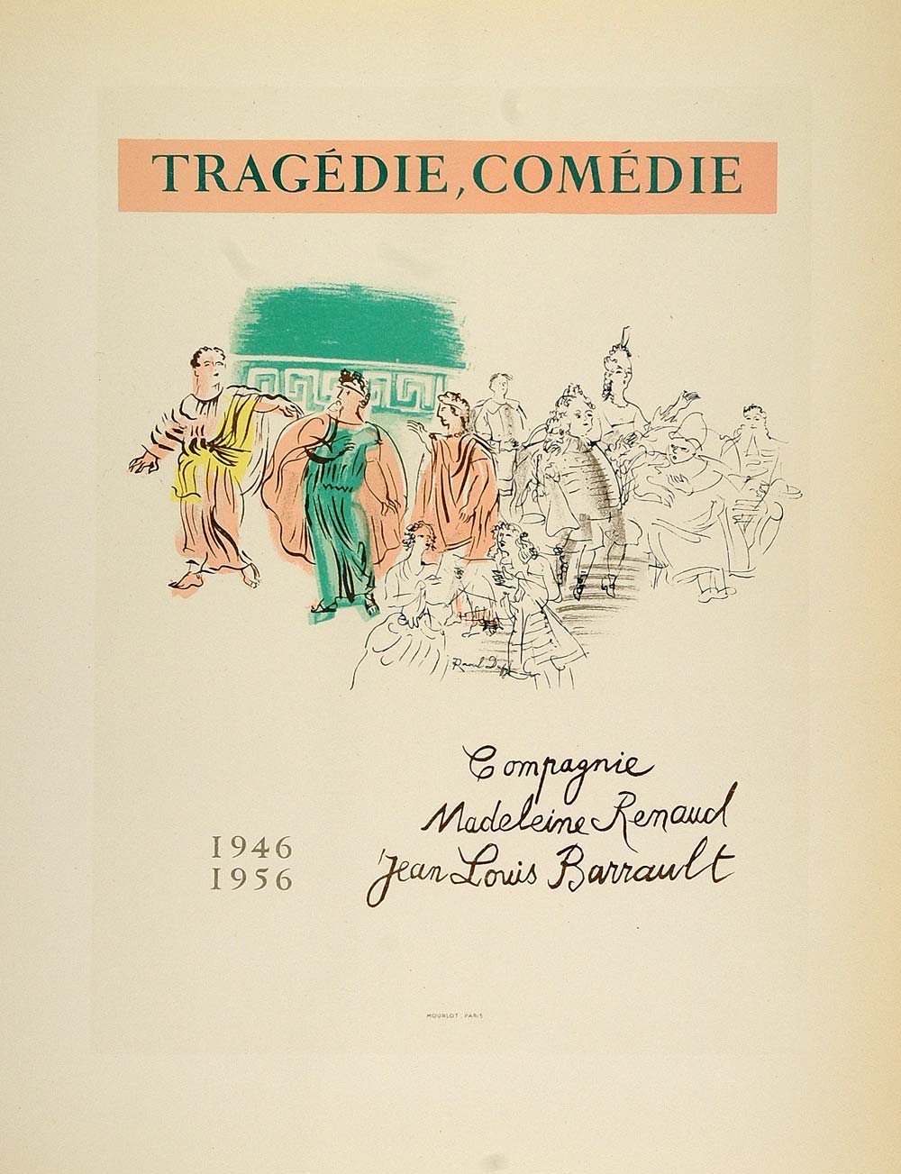 1959 Lithograph Raoul Dufy Poster Art Greek Tragedy Comedy Play Fernand Mourlot