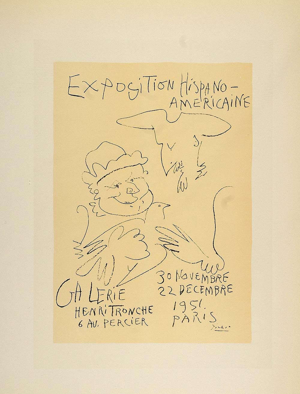 1959 Lithograph Pablo Picasso Poster Art Exposition Hispano-Americaine Mourlot