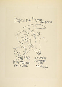 1959 Lithograph Picasso Poster Art Exposition Hispano-Americaine Mourlot Freres