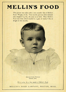 1904 Ad Mellins Baby Food Adelaide Louise Reynolds Ohio - ORIGINAL OWE1