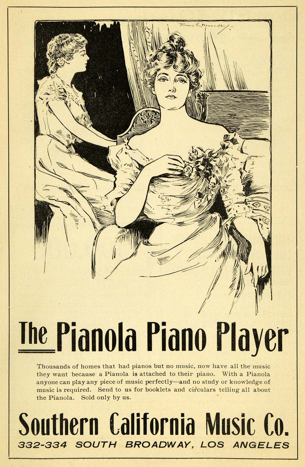 1903 Ad Southern California Music Pianola Piano Player - ORIGINAL OWE1
