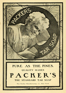 1903 Ad Packer's Tar Soap Personal Hygiene Sanitary - ORIGINAL ADVERTISING OWE1