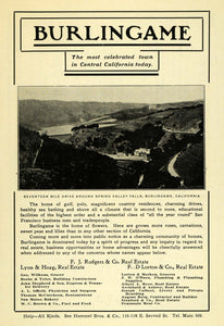 1908 Ad Burlingame California R. J. Rodgers Real Estate - ORIGINAL OWE1
