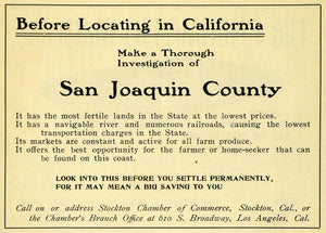 1902 Ad San Joaquin County California Chamber Commerce - ORIGINAL OWE1