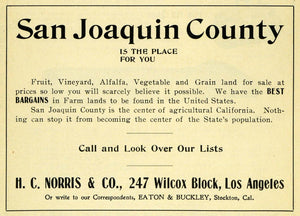1902 Ad San Joaquin County California H. C. Norris - ORIGINAL ADVERTISING OWE1