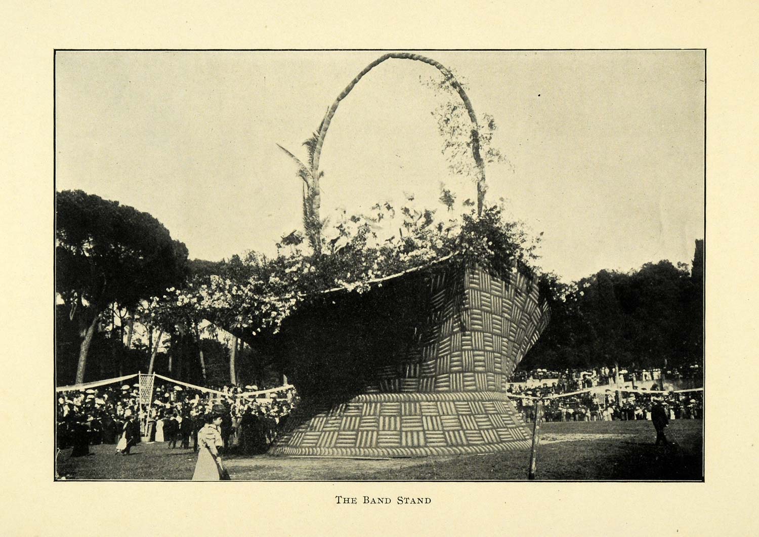 1906 Print Festa Dei Fiori Rome Festival Giant Flower Basket Band Stand OWE1