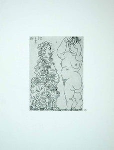 1970 Heliogravure Pablo Picasso Standing Nude Female Figures Dog Etching P347B