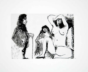 1970 Heliogravure Picasso Nude Female Figure Seated Male Dog Erotic Art P347B - Period Paper
