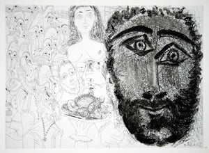 1970 Heliogravure Picasso Art Nude Female Face Portrait Aquatint Dry Point P347B