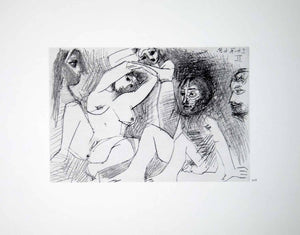 1970 Heliogravure Picasso Nudes Abstract Art Female Male Figure Dry Point P347B