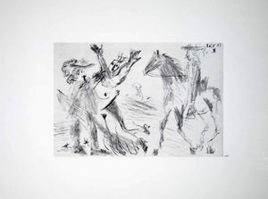 1970 Heliogravure Picasso Art Nude Female Figure Musketeer Horse Dry Point P347B - Period Paper
