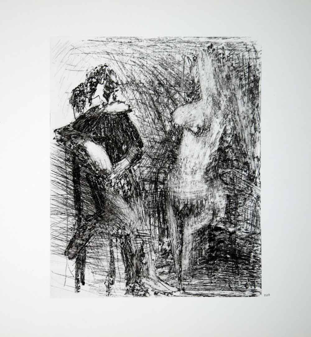 1970 Heliogravure Pablo Picasso Abstract Nude Art Female Etching Dry Point P347B