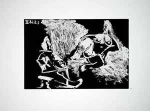 1970 Heliogravure Pablo Picasso Abstract Figures Nude Aquatint Modern Art P347B
