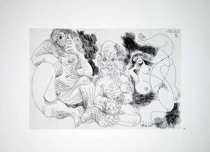1970 Heliogravure Pablo Picasso Nudes Abstract Erotic Art Females Etching P347B