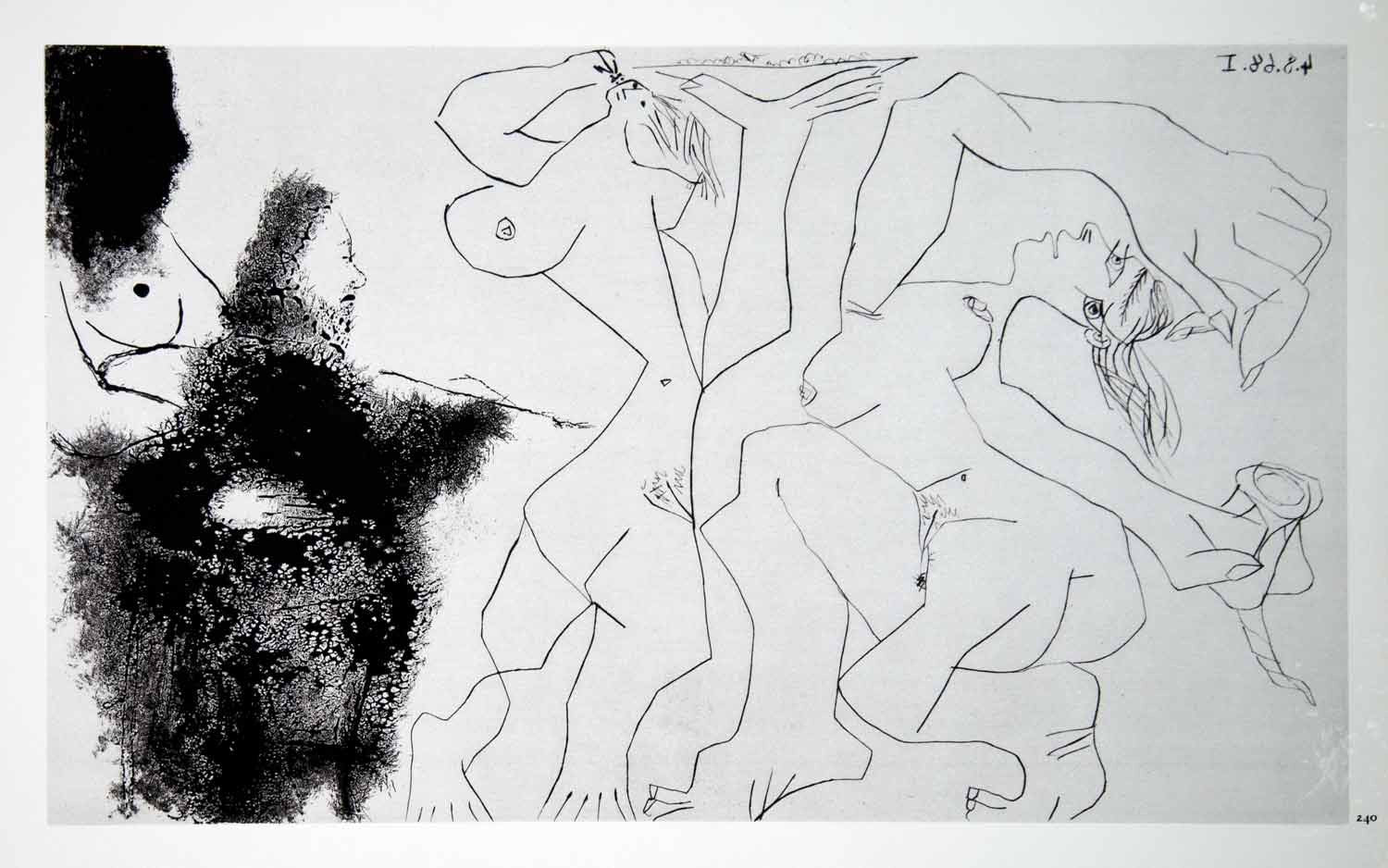 1970 Heliogravure Picasso Art Artist Painting Models Female Nudes Aquatint P347B - Period Paper
